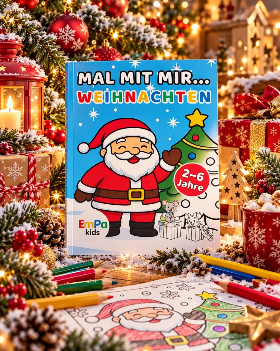 Mal mit mir … Weihnachten – Buch in weihnachtlicher Szene